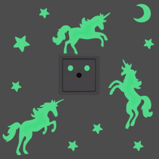 Luminous Cartoon Unicorn Stars Moon Wall Sticker for Kids Rooms