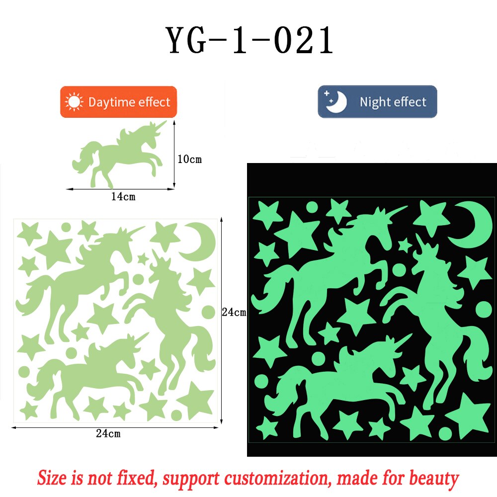 Luminous Cartoon Unicorn Stars Moon Wall Sticker for Kids Rooms - Image 6