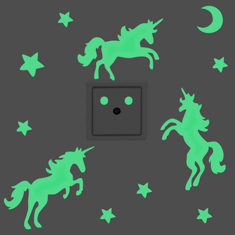 Luminous Cartoon Unicorn Stars Moon Wall Sticker for Kids Rooms
