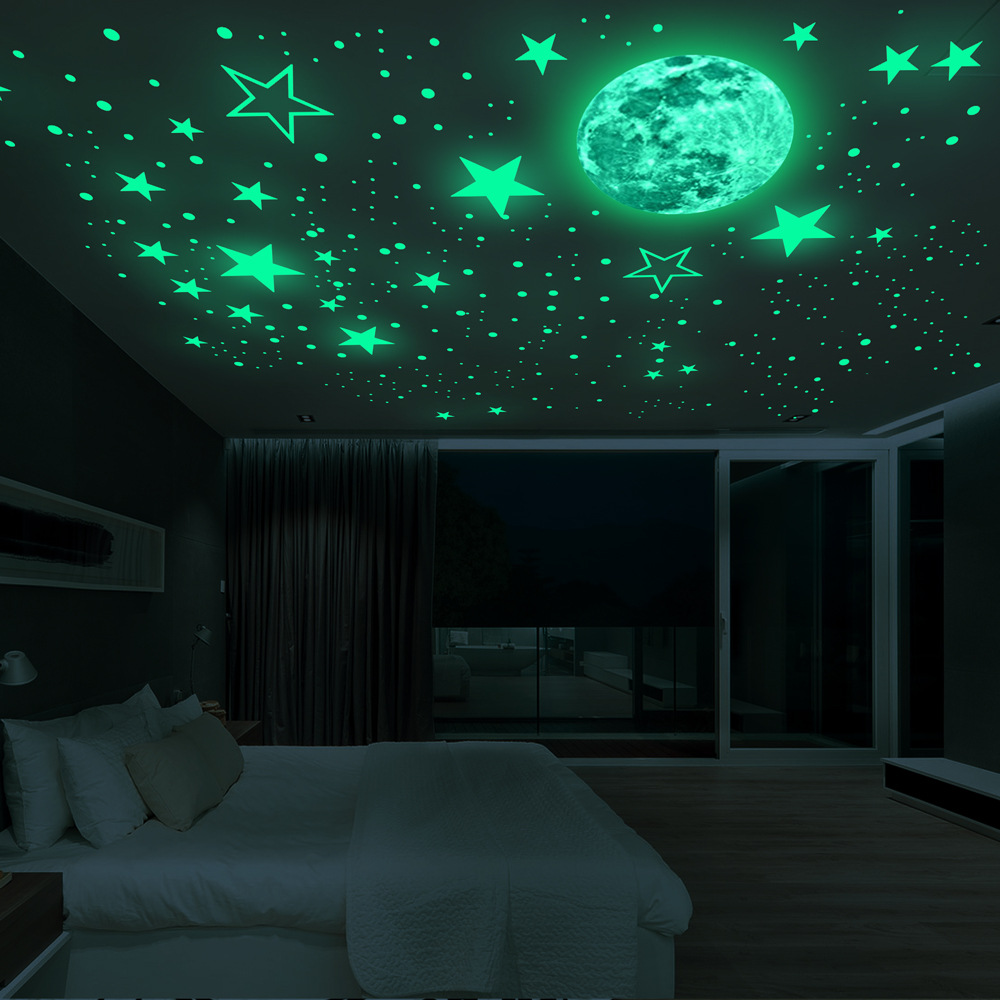 Luminous Moon and Stars Wall Stickers for Kids Room Baby Nursery - Image 3