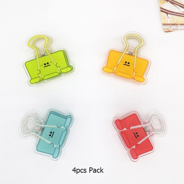4PCS Multicolor Acrylic Paper Clips Cute Faces - Image 2