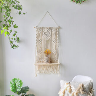 Macrame Wall Hanging Shelf Floating Wood Shelves