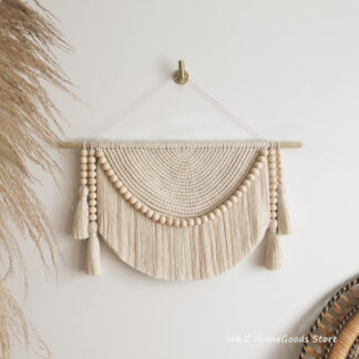 Macrame Wall Hanging Tapestry with Wood