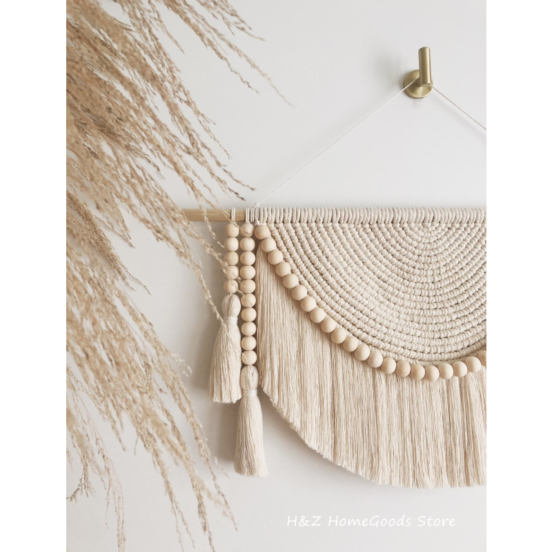 Macrame Wall Hanging Tapestry with Wood - Image 6
