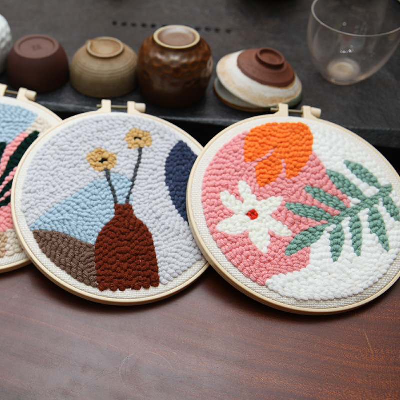 Magic Needle Embroidery Kit Punch Poke Flower Weaving - Image 2