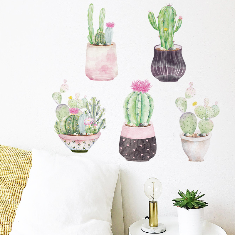 Water Color Cactus Potted Wall Stickers - Image 2