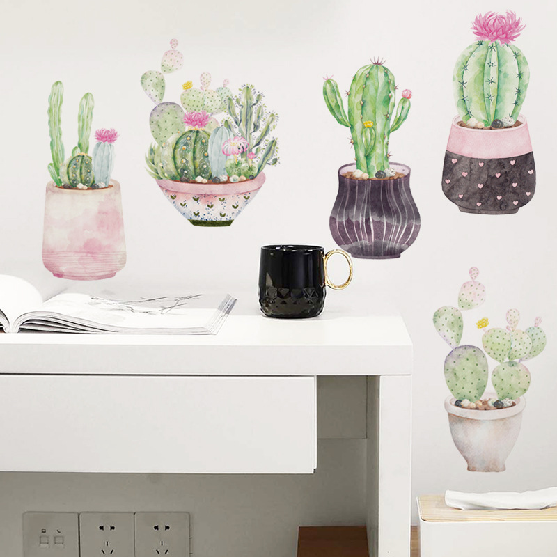 Water Color Cactus Potted Wall Stickers - Image 3