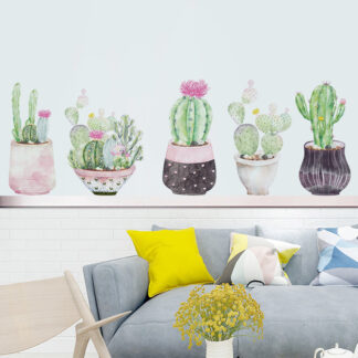 Water Color Cactus Potted Wall Stickers