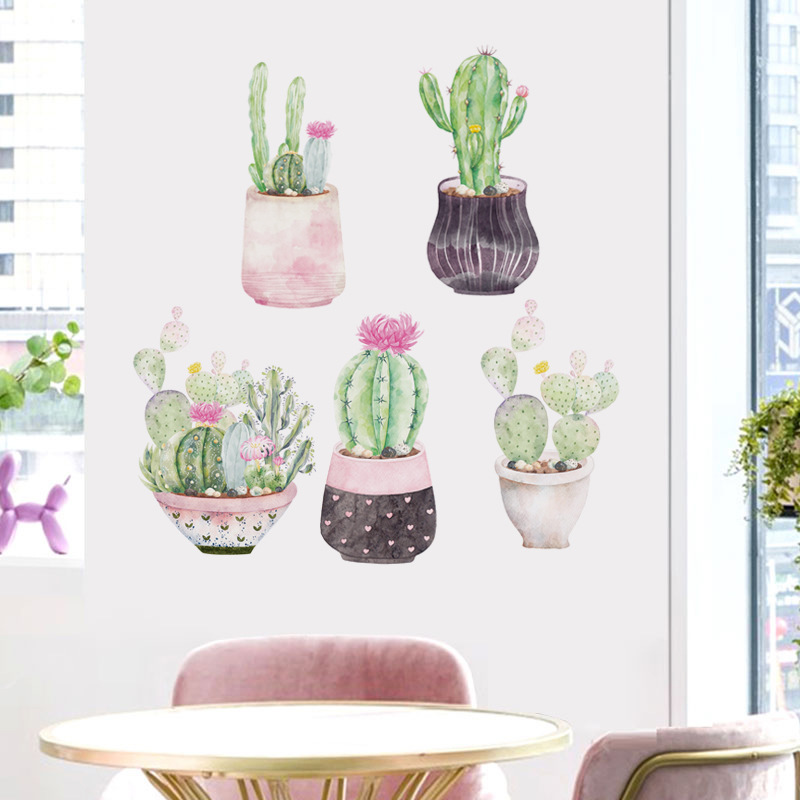 Water Color Cactus Potted Wall Stickers - Image 5