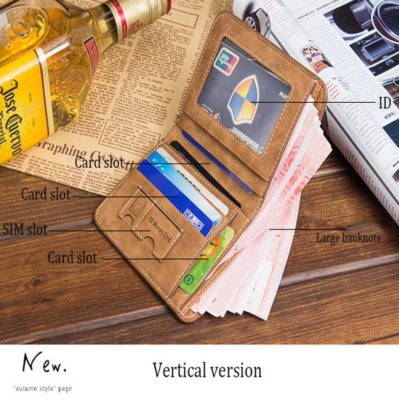 Leather Billfold Slim Hipster Cowhide Foldable Wallet - Image 4