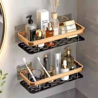 Metal Bathroom Shelves Punch-Free Wall Rack