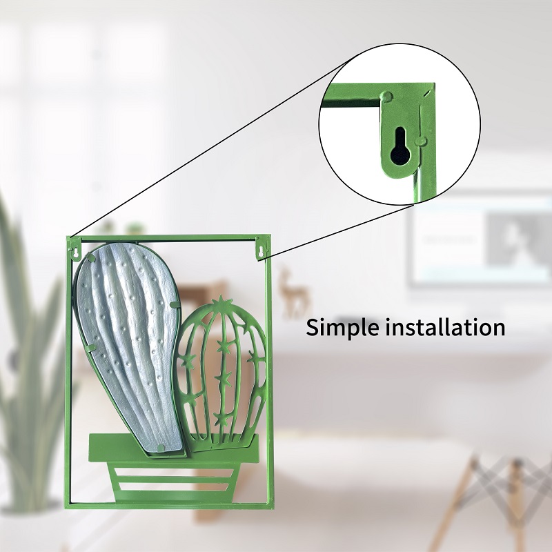 Metal Glass Green Cactus Wall Decor Set - Image 6