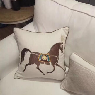 Horse Luxury Pillow Case White Canvas 45x45cm