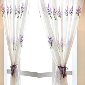 Modern Purple Lavender Embroidered Curtains