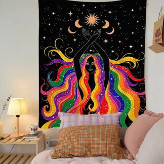 Moon Phase Girl Tapestry Wall Hanging