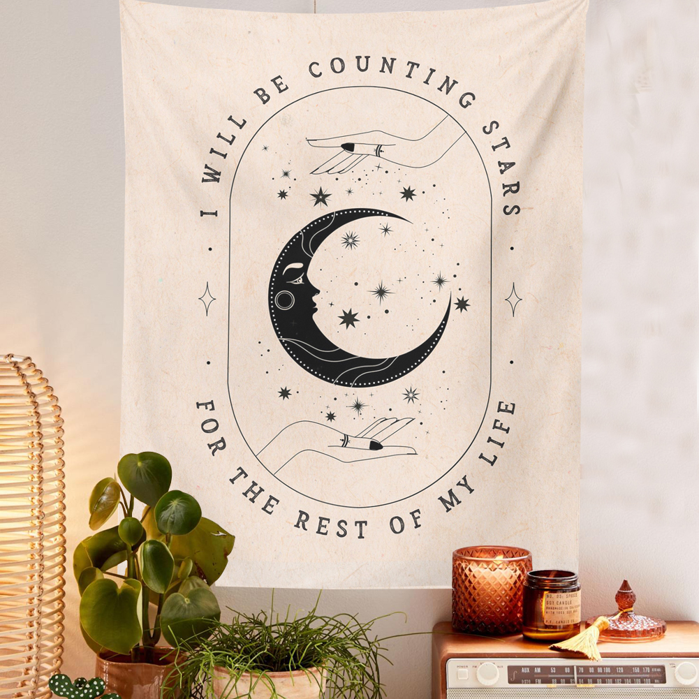 Retro Moon Phase Tarot Wall Tapestry