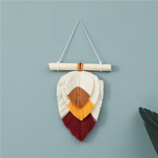 Leaf Shaped Macrame Wall Hanging Cotton Weaving