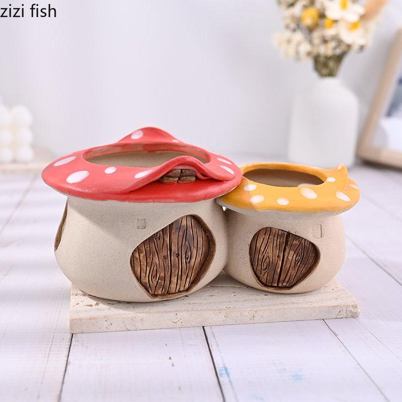 4PCS/Set Mushroom Shape Ceramic Plant Pots - Image 4