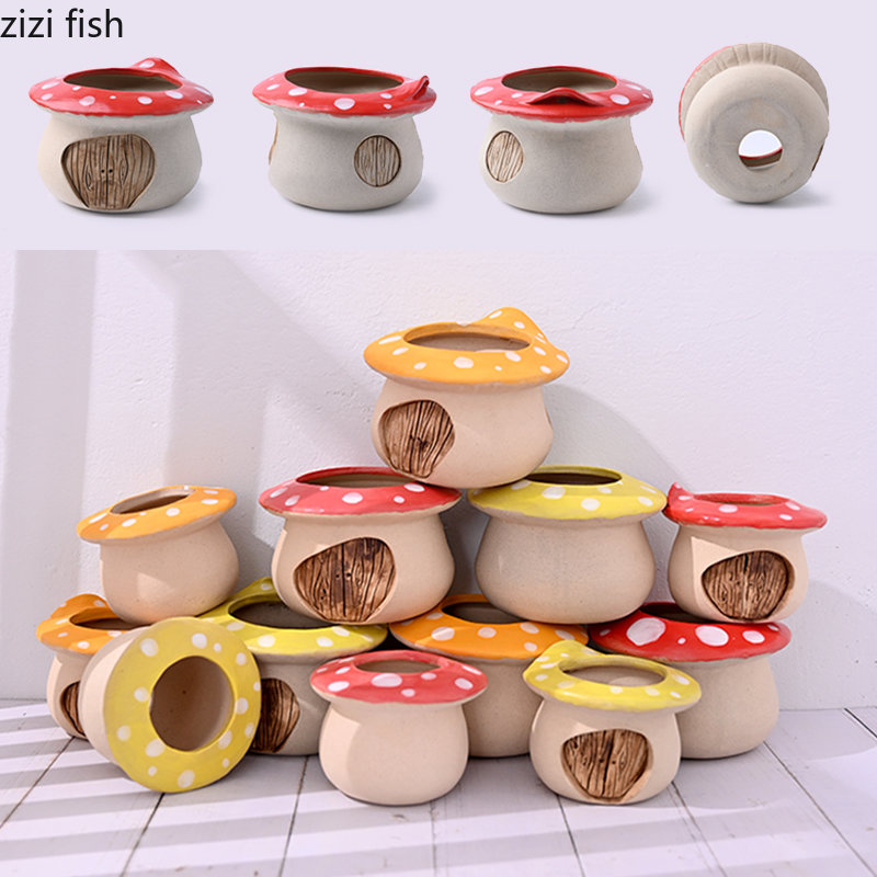 4PCS/Set Mushroom Shape Ceramic Plant Pots - Image 5
