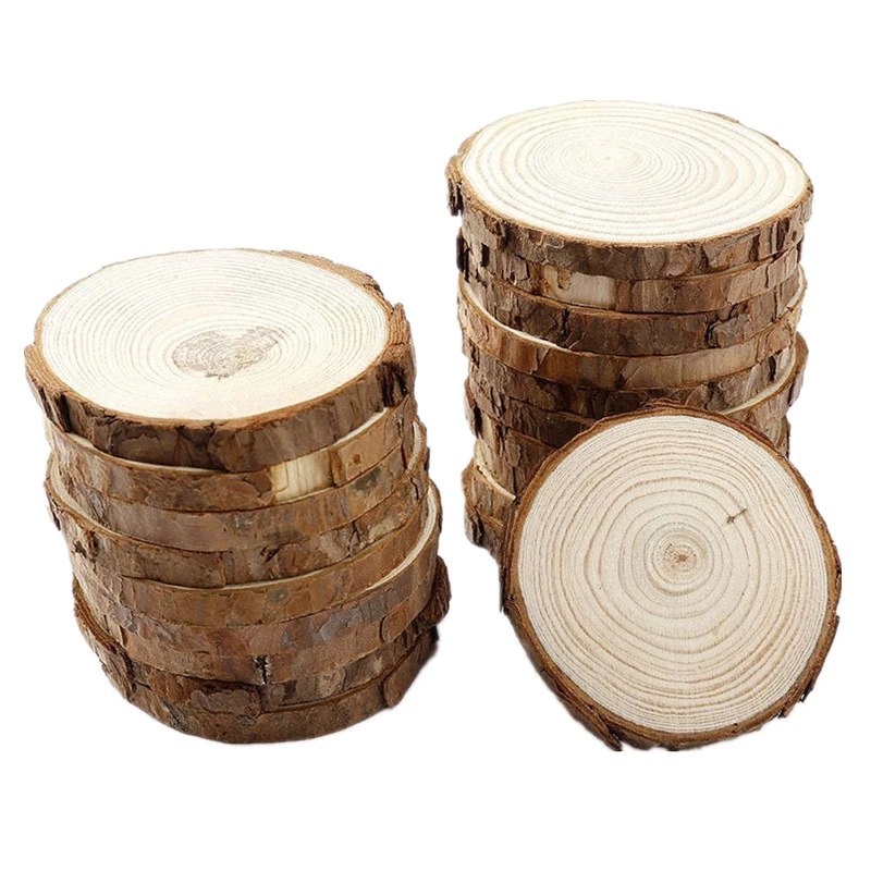 Natural Round Wooden Slice Cup Mat Coaster - Image 2