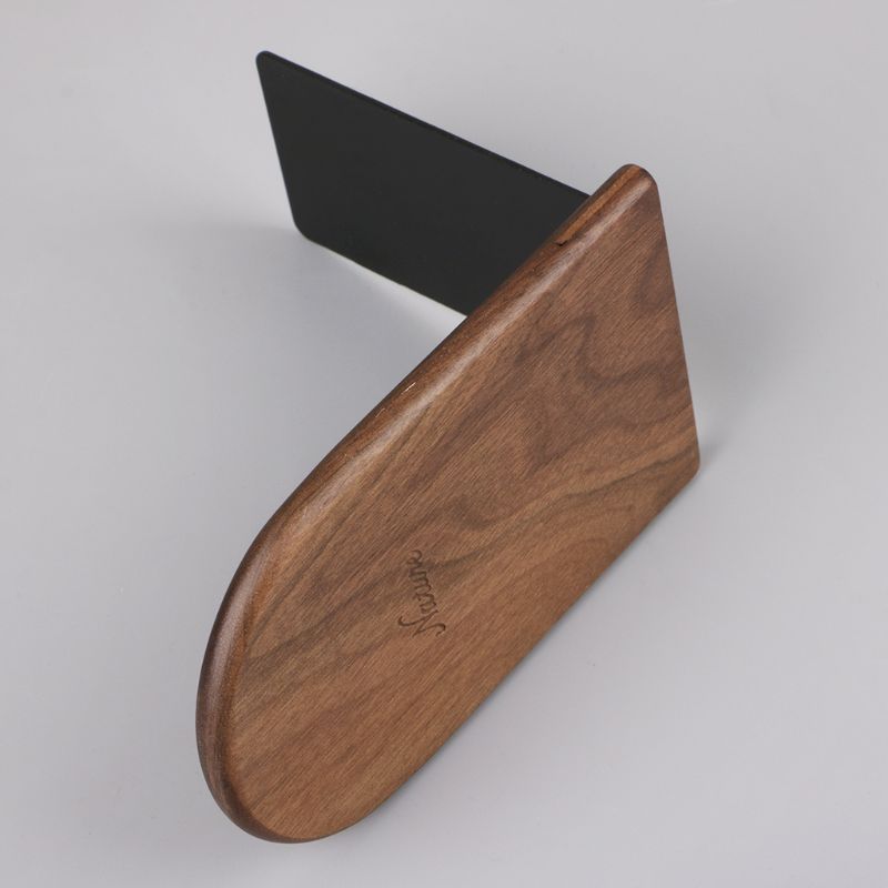 Natural Walnut Wood Metal Bookends - Image 3