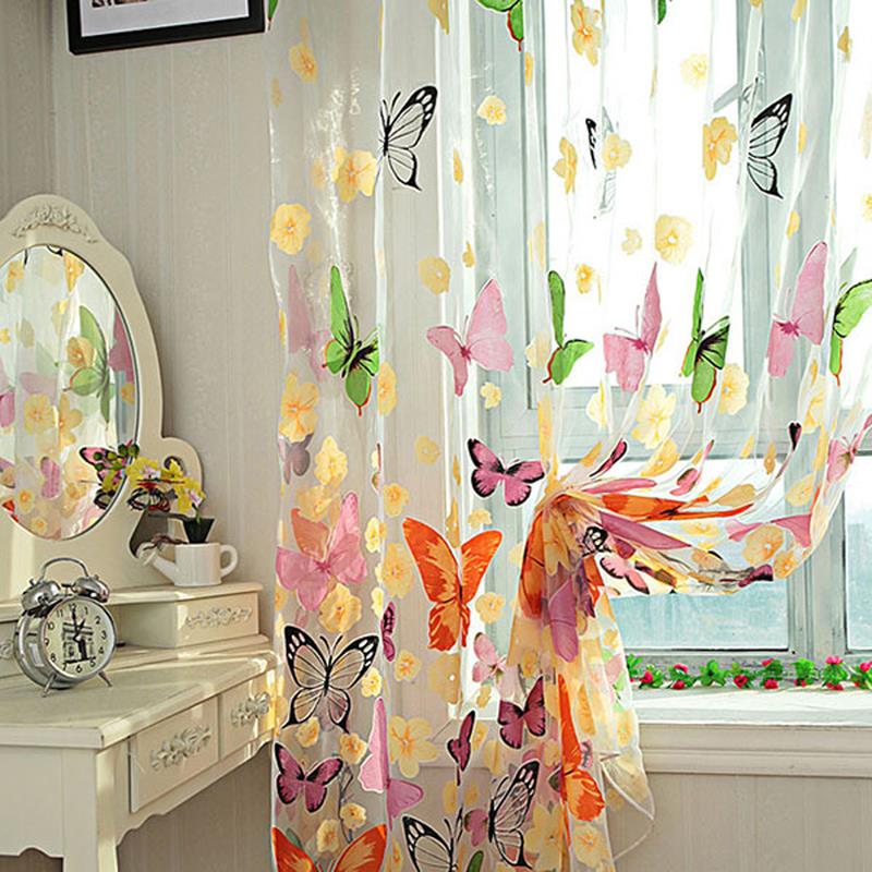 Butterflies Printed Voile Sheer Curtain - Image 2
