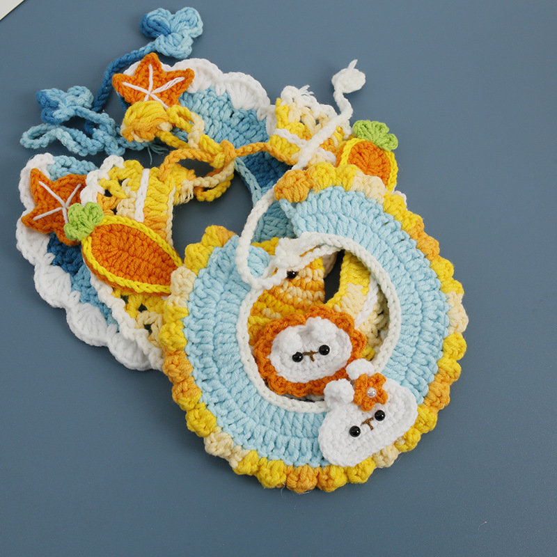 Crochet Pet Scarf for Cat Blue Cute Collar - Image 2