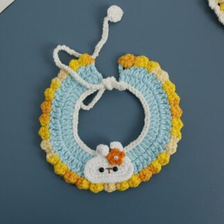 Crochet Pet Scarf for Cat Blue Cute Collar