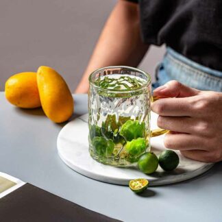 Glass Mug Heat-Resistant Cup with Handle Flower Cup