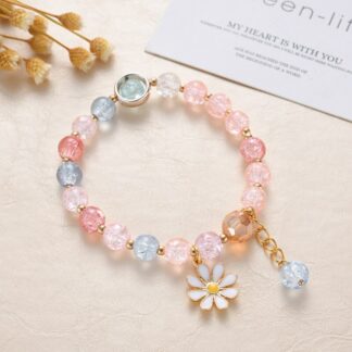Daisy Flowers Bracelet Bohemian Colorful Crystal Beaded