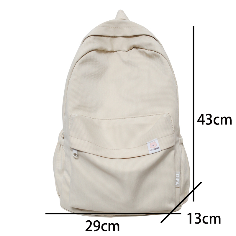 Waterproof Nylon Women Backpack Solid Color, White - Image 3