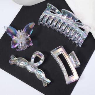 New Women Transparent Colorful Geometric Hair Clips