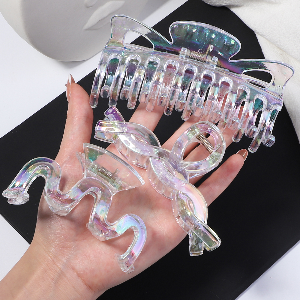 New Women Transparent Colorful Geometric Hair Clips - Image 5