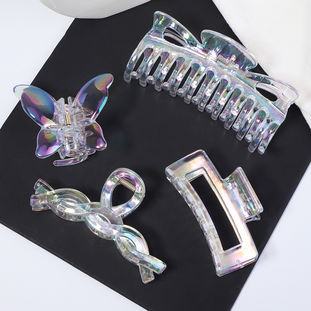 New Women Transparent Colorful Geometric Hair Clips