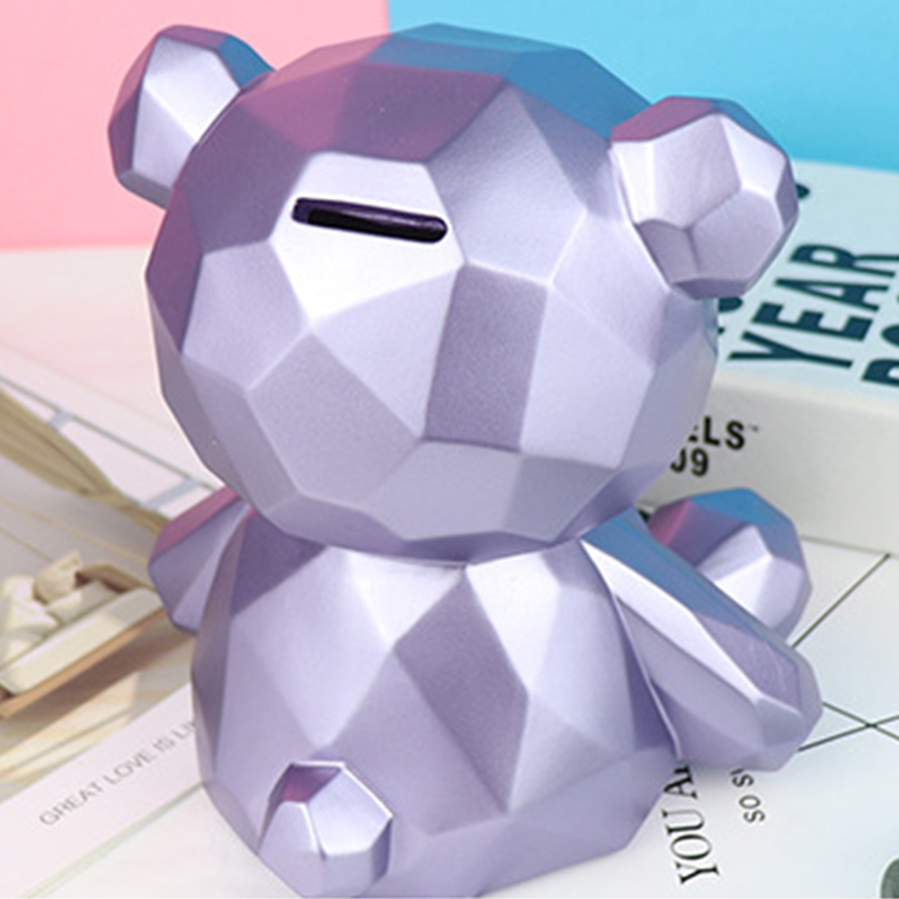 Nordic Cartoon Bear Coin Bank Box, Purple - Image 2