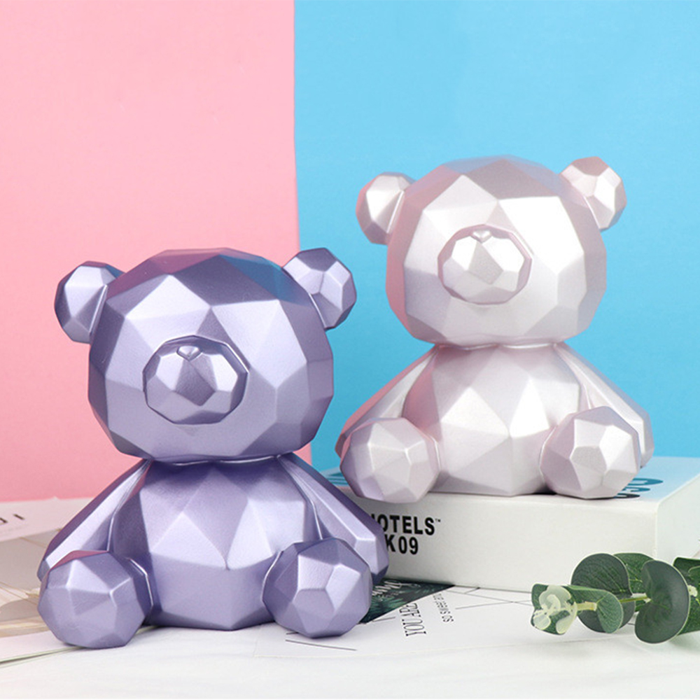 Nordic Cartoon Bear Coin Bank Box, Purple