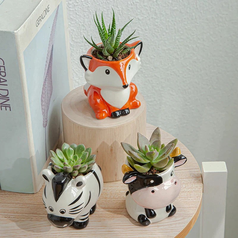 Nordic New Style Ceramic Animal Flower Pot Cartoon, Fox - Image 3