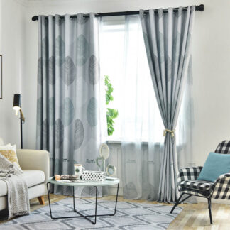 Nordic Style Curtains Drapes Green Leaves Plants