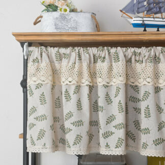 Nordic Short Curtains Linen Lace Hem Half Tulle