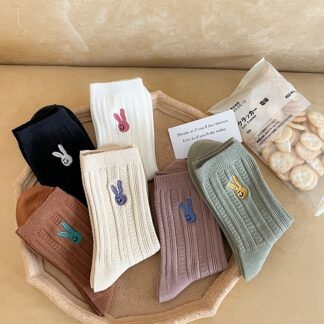 Novel Cute Embroidered Cartoon Rabbit Women Socks