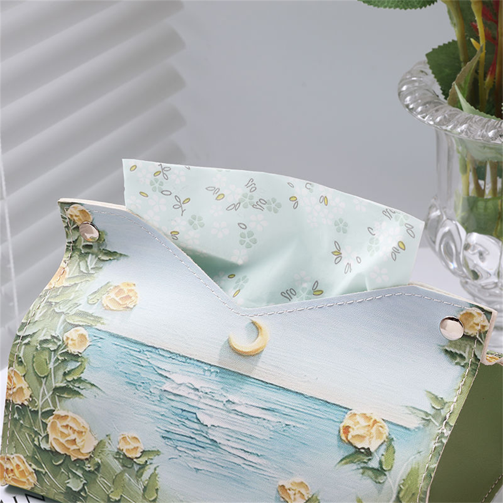 Oil Painting PU Leather Tissue Box - Image 3