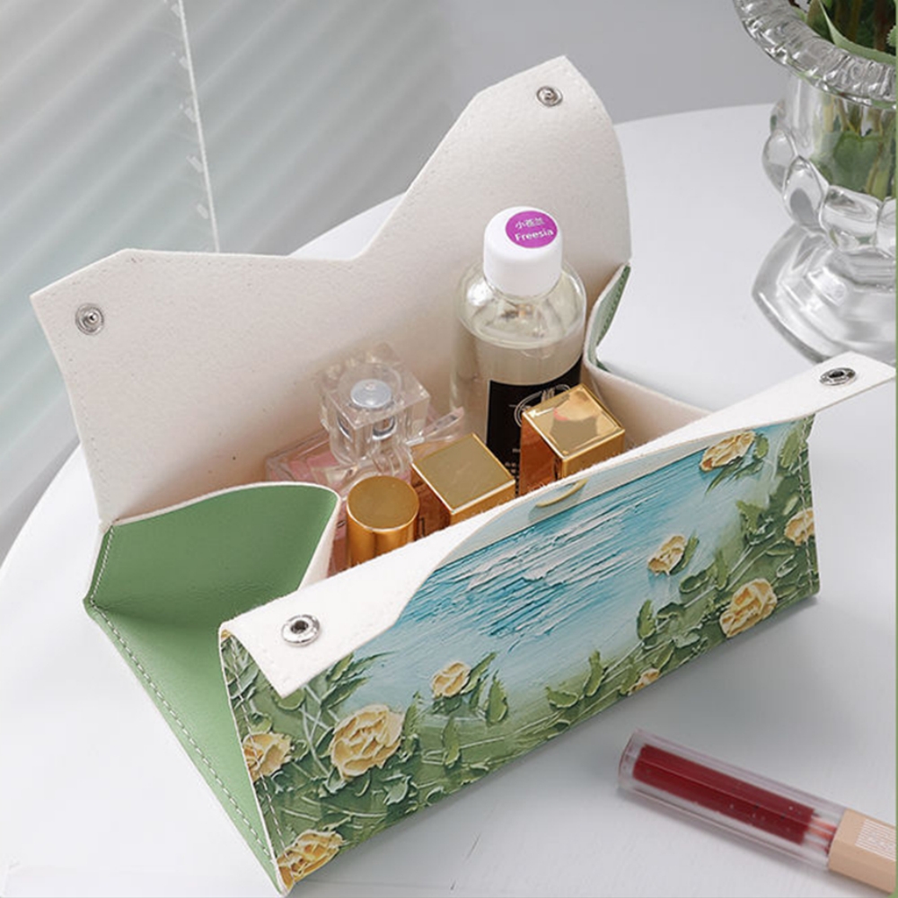 Oil Painting PU Leather Tissue Box - Image 4