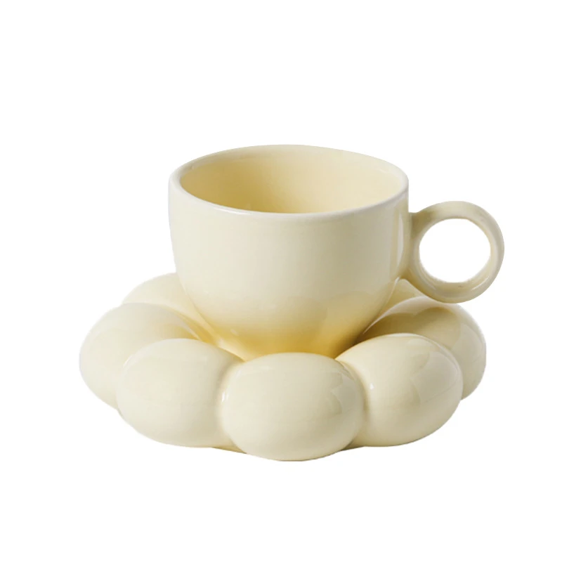 Sunflower Coffee Cup With Saucer, Ceramic Flower Tea Cup, Yellow - Image 2