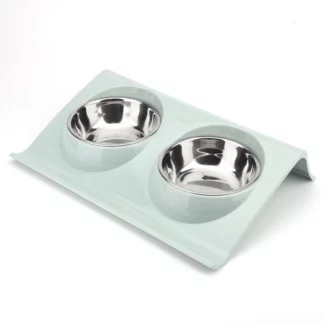 Stainless Steel Pet Food Storage Bowls Double Blue