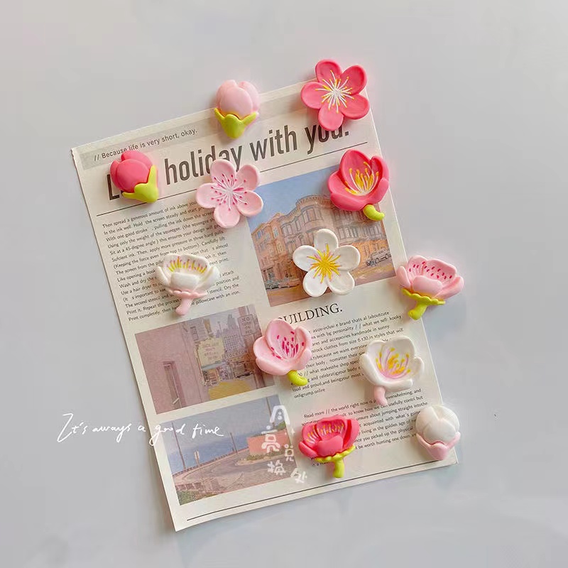 Pink Flower Resin Refrigerator Magnet Stickers