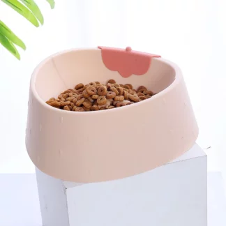 Strawberry Pattern Dog Bowl, Pet Cat Food Bowl Pink