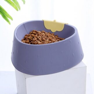 Strawberry Pattern Dog Bowl, Pet Cat Food Bowl Purple