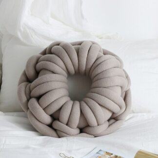 Chunky Yarn Hand Knot Car Seat Cushion Pillow Grey