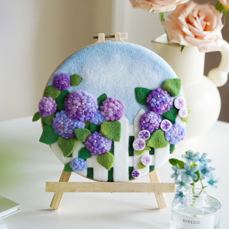 Diy Wool Kits With Frame Felt Painting Flowers
