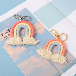 2PCS/Set Boho Rainbow Weaving Bag Keychains